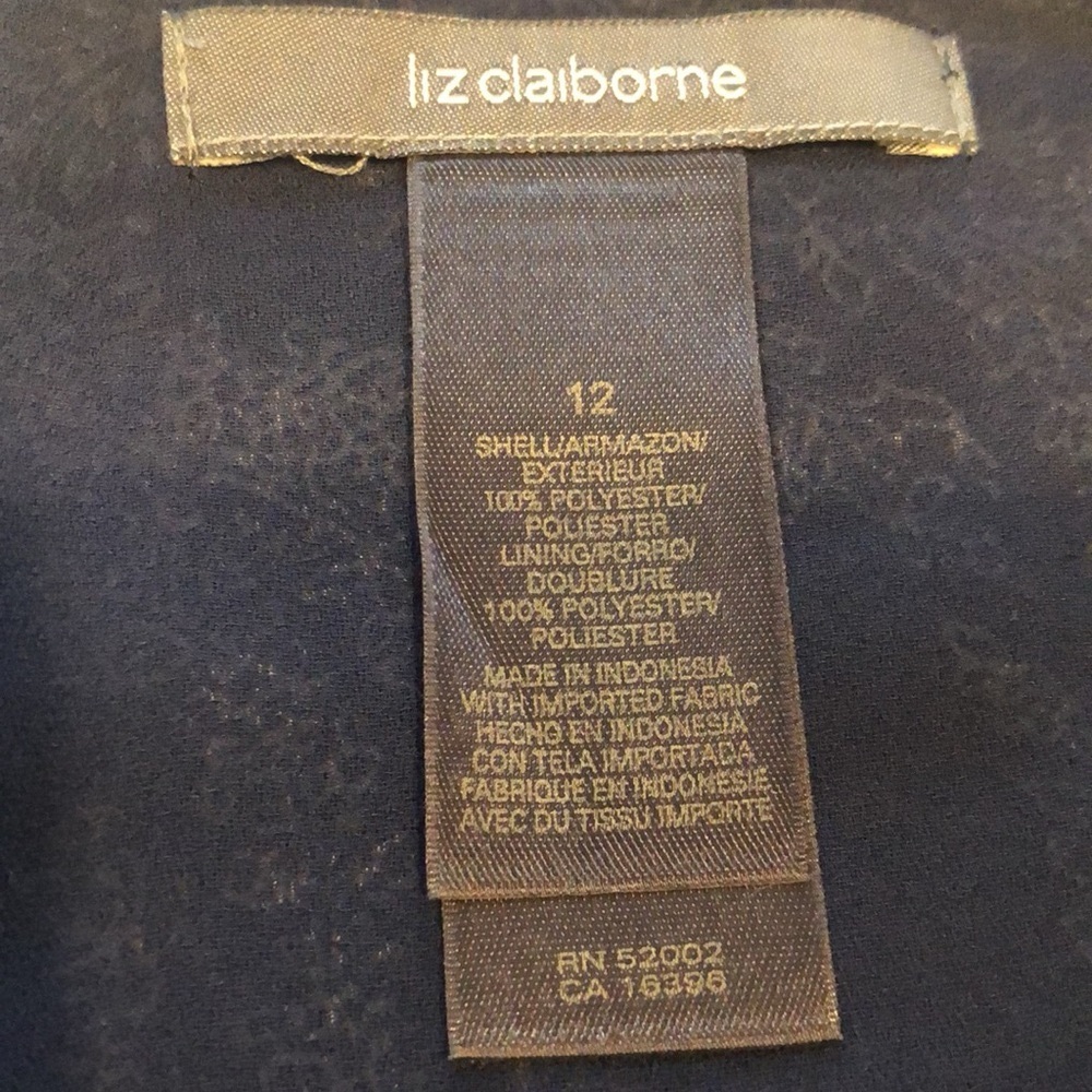 LIZ CLAIBORNE A-LINE FLOWY FLORAL CHIFFON MAXI SKIRT DARK BLUE WHITE SIZE 12 - Picture 12 of 15